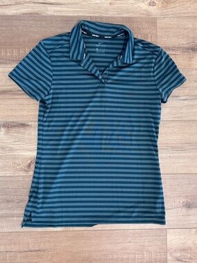 Nike Women’s Dri-FIT Striped Golf Polo - Teal & Dark Teal